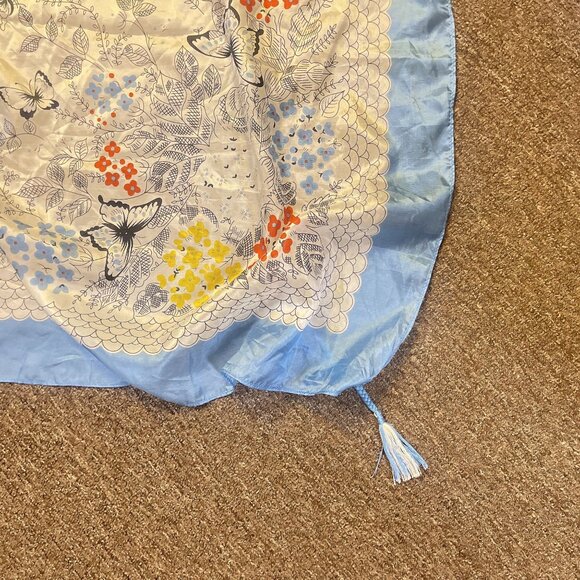 Johnny Was Floral Butterfly Silk Scarf With Tassels Square - Picture 9 of 9